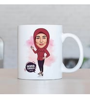 Kişiye Özel Kapalı Kadına Hediye Karikatürlü Kupa Bardak