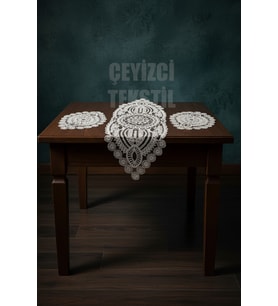 Salon Takımı, Yatak Odası 3 Parça Sehpa Örtüsü, Masa Örtüsü 3 Parça Oda Takımı