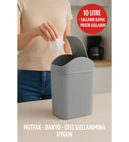 Pratik 10 Lt Çok Amaçlı Çöp Kutusu, Modern Tasarım, Dayanıklı, Gri