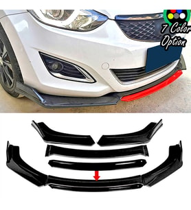 Hyundai Elantra Siyah Renkli Şeritli Dilli Ön Lip 4 Prç Parlak Siyah ABS