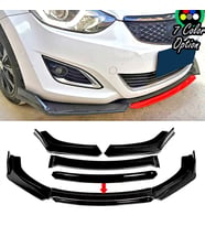 Hyundai Elantra Siyah Renkli Şeritli Dilli Ön Lip 4 Prç Parlak Siyah ABS