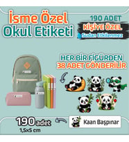 Kapbirhediye Okul Etiketi Isme Özel Kalem Defter Etiketi Panda Temalı 190 Adet