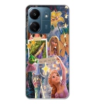 Xiaomi Redmi 13C Uyumlu Rapunzel Kolaj Tasarımlı Şeffaf Telefon Kılıfı