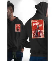 La Casa de Papel Bella Cao Dizi Serisi Erkek Kadın Siyah Ön Sırt Baskılı Kapüşonlu Sweatshirt Hoodie