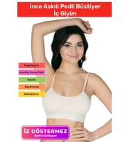 Yeni Sezon Esnek Askılı Pedli Rahat Konforlu Kadın Beyaz Ince Askılı Pedli Büstiyer İç Giyim (Ten)