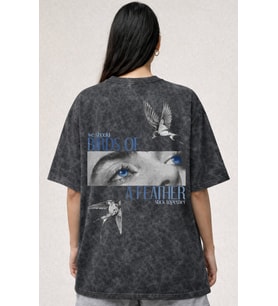 Tasarım Billie Eilish Şarkıcı Baskılı Unisex Oversize Eskitme Yıkamalı Tişört