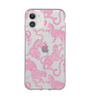Iphone 11 Uyumlu Pembe Leopar Desenli Şeffaf Telefon Kılıfı