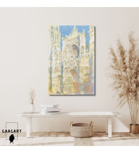 Tekli Dikey Kanvas Claude Monet Rouen Cathedral West Façade Sunlight
