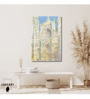 Tekli Dikey Kanvas Claude Monet Rouen Cathedral West Façade Sunlight