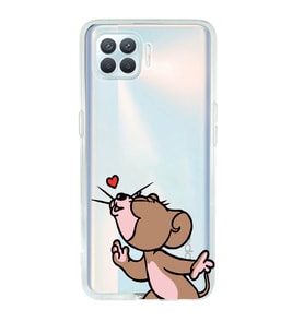 Oppo Reno 4 Lite Uyumlu Tom ve Jerry Öpücük Desenli Şeffaf Telefon Kılıfı