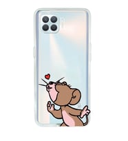 Oppo Reno 4 Lite Uyumlu Tom ve Jerry Öpücük Desenli Şeffaf Telefon Kılıfı