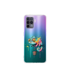 OPPO A96 ile Uyumlu Splash Bukalemun Tasarımlı Şeffaf Silikon Kılıf