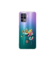 OPPO A96 ile Uyumlu Splash Bukalemun Tasarımlı Şeffaf Silikon Kılıf