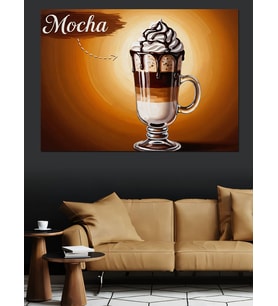 Kremalı Mocha Kahve Bardağı Dekoratif Kanvas - Mdf Ahşap Tablo