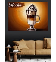 Kremalı Mocha Kahve Bardağı Dekoratif Kanvas - Mdf Ahşap Tablo
