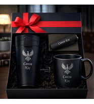 İsme Özel Erkek & Kadın Anka Kuşu Logolu Lüks Hediye Seti - Çelik Termos Bardak Çakmak Kupa - Premium Hediye Paketli