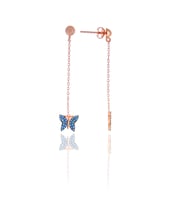 Kelebek Model Firuze Taşlı Rose Kaplama Gümüş Kadın Küpe 201025004