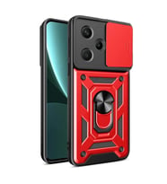 Xiaomi Redmi Note 13 Pro Plus Kılıf Pars Lens Yüzüklü Silikon - Kırmızı
