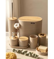 Cooker Kahverengi Akrilik Banyo Seti 8 Parça