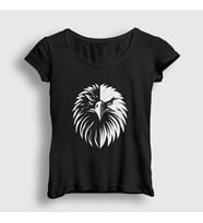 Presmono Kadın Siyah Kartal Kafası Kartallı Siyah Beyaz Hediye T-Shirt 470033tt