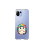 Xiaomi Mi 11 Lite ile Uyumlu Splash Kirpi Tasarımlı Şeffaf Silikon Kılıf
