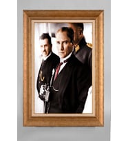Altın Varaklı Paspartulu Çerçeveli Atatürk Tablo sd295