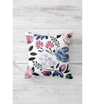 Floral Desenli Çift Tarafı Baskılı Gizli Fermuarlı Yastık Kılıfı Kırlent Koltuk Yastık Kılıfı (Beyaz)