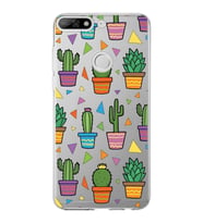 PrintiFy Huawei Y7 2018 ile Uyumlu 1mm Slim Fit Water Color 4 Baskılı Şeffaf  Kılıf