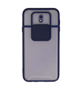 Samsung Galaxy J7 Pro / J730 Kılıf Palm Buzlu Kamera Sürgülü Silikon - Lacivert