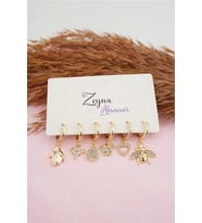 Kadın Karışık Figürlü Zirkon  6'lı Set Küpe