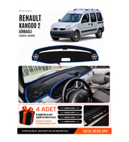 RENAULT KANGOO 2 AİRBAGLİ (2004-2008) Uyumlu Torpido Örtüsü Torpido Kılıfı - Siyah Mavi