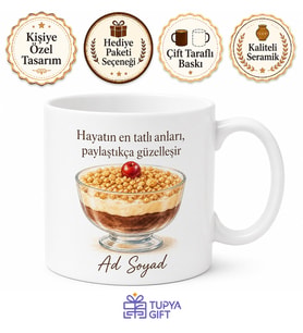 Aşure Temalı Baskılı Kupa Bardak Hediye Özel Tasarım Porselen Mug
