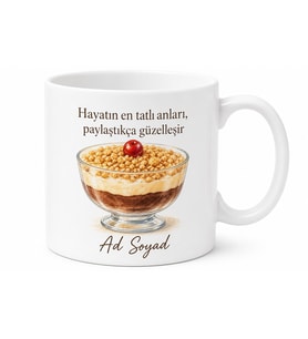 Aşure Temalı Baskılı Kupa Bardak Hediye Özel Tasarım Porselen Mug