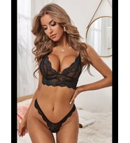 Fantezia Night Kadın Siyah Çapraz Sırt Detaylı Şık Bralet Takım