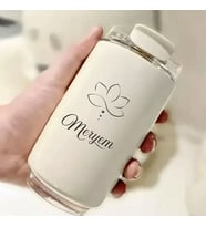 Kişiye Özel Retro Stil 240ml Vakumlu Isı Korumalı Çiçek Baskılı Termos Kupa (Beyaz)