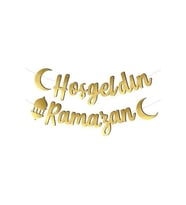 Kaligrafi Banner Hoş Geldin Ramazan Altın
