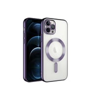 Apple iPhone 11 Pro Uyumlu Kılıf Kamera Korumalı M-safe Wireless Şarj Özellikli Zore Demre Kapak (Koyu Mor)