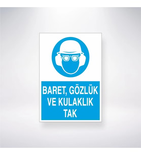 Baret, Gözlük ve Kulaklık Tak 21x28 Arkası Yapışkanlı Levha
