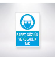 Baret, Gözlük ve Kulaklık Tak 21x28 Arkası Yapışkanlı Levha