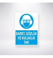 Baret, Gözlük ve Kulaklık Tak 21x28 Arkası Yapışkanlı Levha
