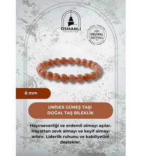 Güneş Taşı 8mm Doğal Taş Bileklik