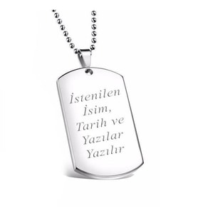 Kişiye Özel İsim Yazılır Asker Künyesi Unisex Gümüş Kolye