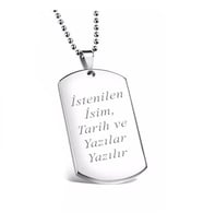 Kişiye Özel İsim Yazılır Asker Künyesi Unisex Gümüş Kolye