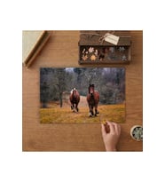 Koşan Kahverengi Atlar Tasarımı 240 parça Ahşap Puzzle Ahşap Kutuda MP09988