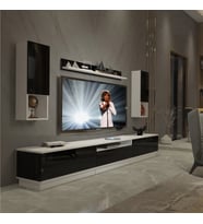 Decoraktiv Trendstyle 270DAS Slm Tv Ünitesi Tv Sehpası - Beyaz Siyah (Siyah - Beyaz)