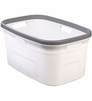 Motek MT-02 4 Taraflı Tutulabilen Çamaşır Sepeti Selesi Beyaz Gri (Beyaz-Krem)