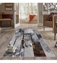 Çok Renkli Modern Desen Yıkanabilir Kaymaz Taban Leke Tutmaz Modern Salon Halısı ve Yolluk (Turuncu)