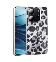 Redmi Note 14 5G Kılıf Parlak Desenli İnce Tasarım Mep Kapak (Gri-Leopar)