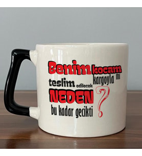Benim Kocam Kargoyla Mı Teslim Edilecek Baskılı Siyah Kulplu D Kupa