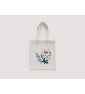 Üçgen Botanik Yaprak Desenli Minimal Omuz Çantası Hediyelik Ham Bez Çanta